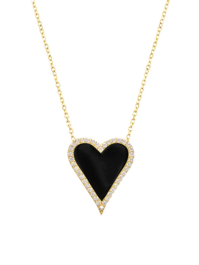 Gabi Rielle Women's 14k Yellow Gold Vermeil, Enamel & Man Made Crystal Heart Pendant Necklace
