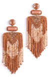 Deepa Gurnani Jody Beaded Tassel Earrings In Coffee