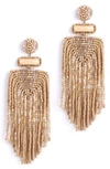 Deepa Gurnani Jody Beaded Tassel Earrings In Beige