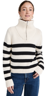 Kule The Matey Stripe Cropped Sweater In Cream/black