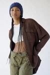 Bdg Stanley Waffle Button-down Top In Dark Brown