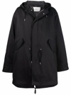 AMI ALEXANDRE MATTIUSSI DRAWSTRING WAIST HOODED PARKA