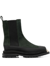 Sandro Liam Metallic-detail Suede Boots In Green