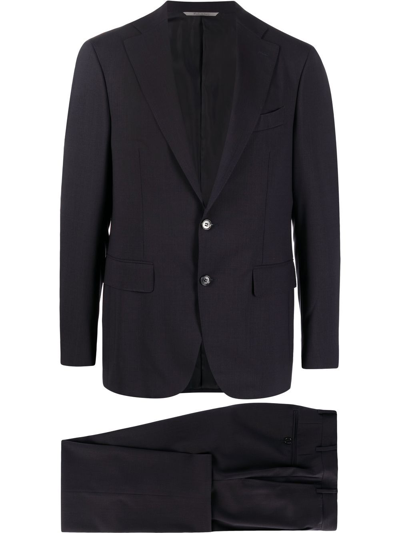 Canali Single-breasted Wool Suit In Blue