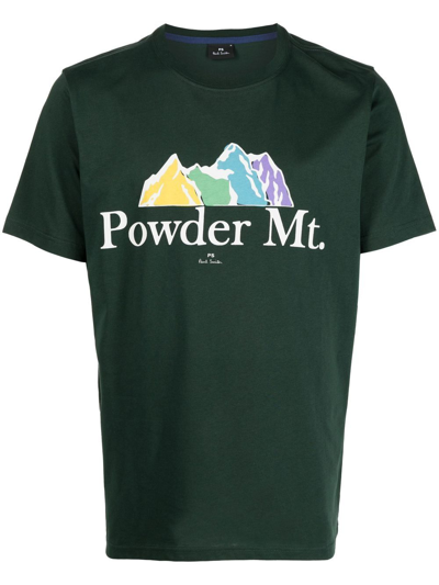 Ps By Paul Smith Powder Mountain Cotton T-shirt In Green