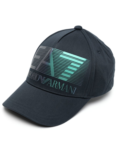 Ea7 Iridescent Logo-print Cap In Black