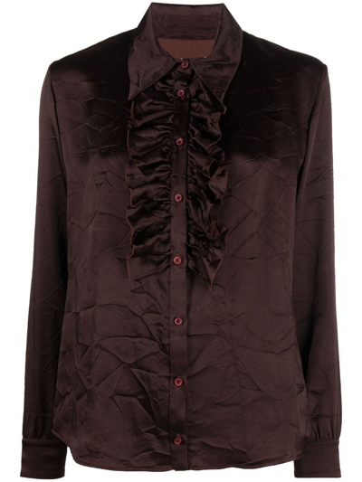 Uma Wang Shirt With Rouches In Dark Red