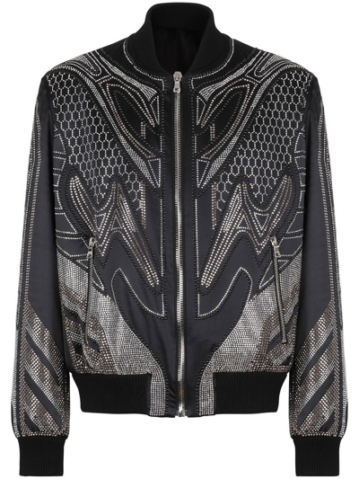 Balmain All-over Embroidered Jacket With Studs In Black