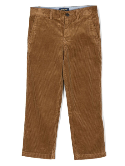Ralph Lauren Kids' Corduroy Straight Leg Trousers In Brown
