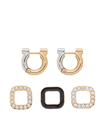 Ferragamo Earrings With Gancini Charm In Gold