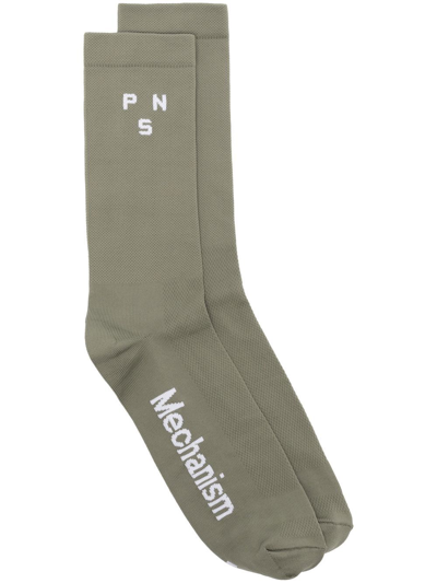 Pas Normal Studios 'mechanism' Logo-intarsia Socks In Green