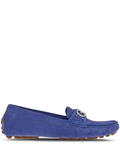 Ferragamo Gancini Driver Loafers In Blue