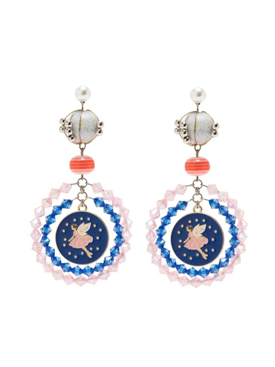 Amir Slama Ballerina-motif Statement Drop Earrings In Blue