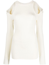 Az Factory Cut-out Long-sleeve Fitted Top In White