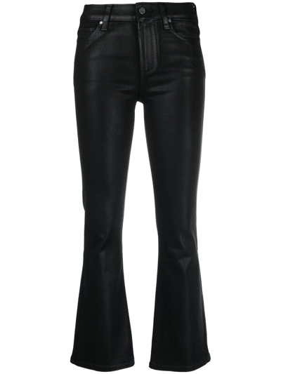 Paige Claudine Coated Flared Jeans In Black