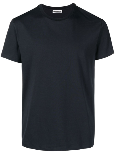 Jil Sander Navy Embroidered Logo T-shirt In Dark Blue
