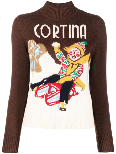 Mc2 Saint Barth Intarsia-knit High-neck Jumper In Brown