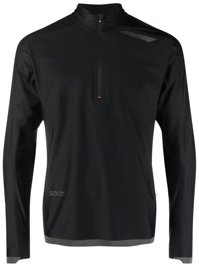 Soar Wooltech Half-zip Long-sleeved Top In Black