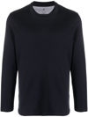 Brunello Cucinelli Crew Neck Cotton Sweatshirt In Blue
