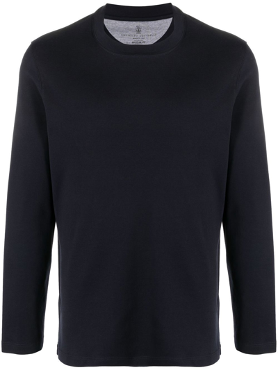 Brunello Cucinelli Crew Neck Cotton Sweatshirt In Black