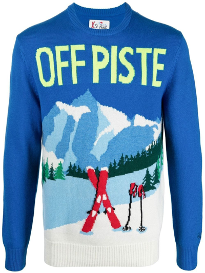 Mc2 Saint Barth Ski-print Wool-cashmere Blend Jumper In Multicolor