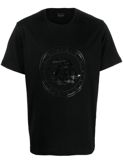 Billionaire Flocked-logo Short-sleeved T-shirt In Black