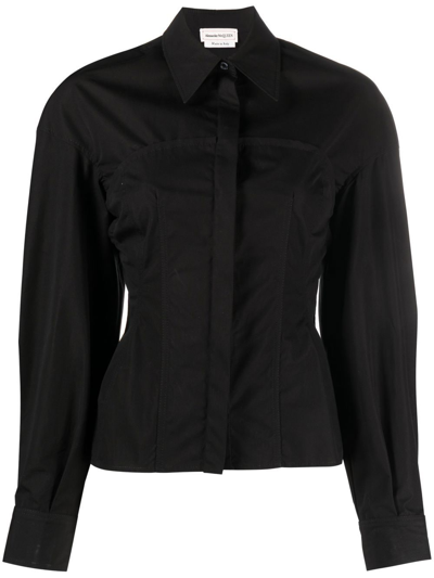 Alexander Mcqueen Hourglass-silhouette Buttoned Shirt In Black