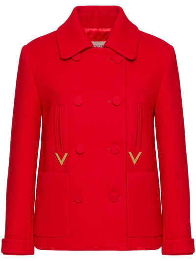 Valentino Double-breasted Jacket In Red