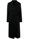 Mackage Draped Belted Wool Coat In Black