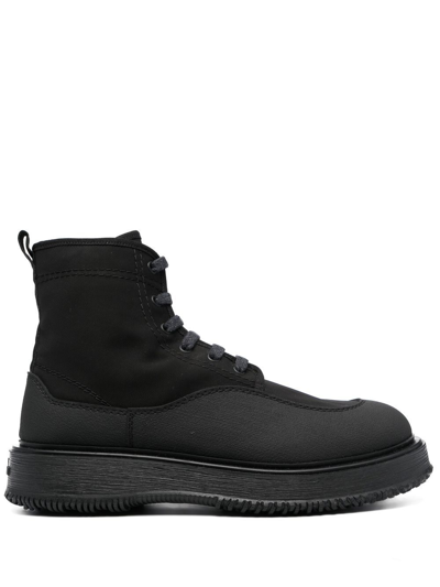 Hogan Untraditional Lace-up Ankle Boots In Black