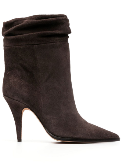 Alexandre Birman Slouch Potted-toe Suede Boots In Brown