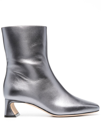 Alberta Ferretti Metallic-leather Boots In Silver