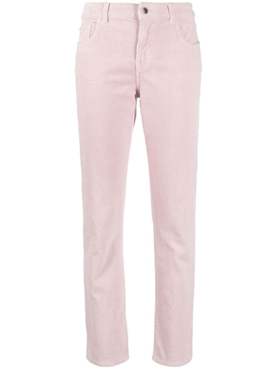 Emporio Armani Logo-plaque Tapered Trousers In Pink