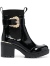 VERSACE JEANS COUTURE MIA 80MM BAROQUE-BUCKLE CHELSEA BOOTS