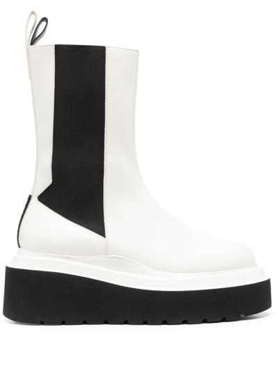 3juin Two-tone Wedge Chelsea Boots In White