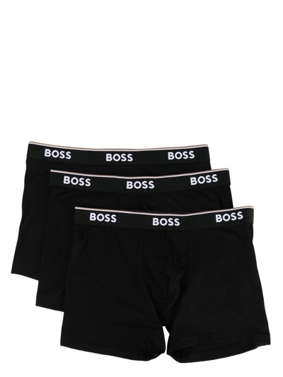 Hugo Boss Logo-waistband Boxers Set Of 3 In Black