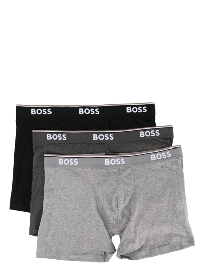 Hugo Boss Logo-waistband Boxers Set Of 3 In Grey