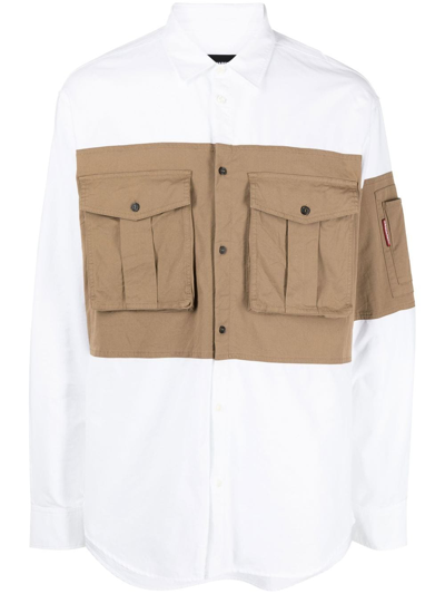 Dsquared2 Panelled Button-up Shirt In White