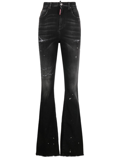 Dsquared2 Distressed-effect Flared Jeans In Black