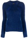 Isabel Marant Alford Cutout Layered Fuzzy Knit Sweater In Blue