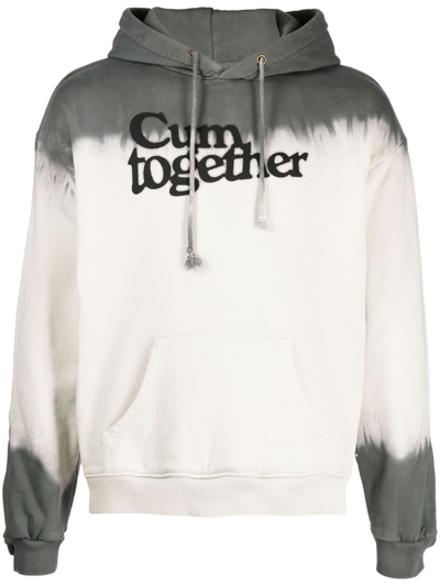 Carne Bollente Gray & Off-white Cum Together Return Hoodie In Tidedie