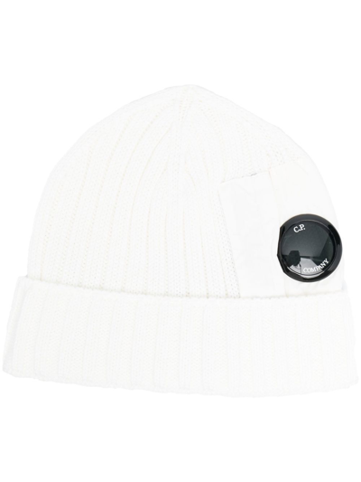 C.p. Company Lens-detail Beanie Hat In White