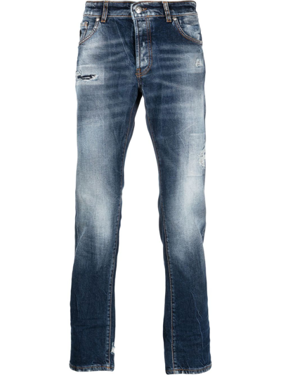 John Richmond Washed Slim-cut Jeans In Blue