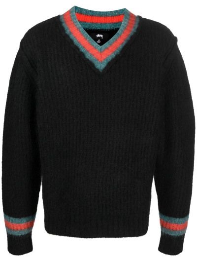 Stussy Black V-neck Sweater