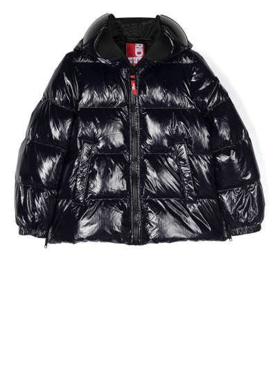 Ai Riders On The Storm Young Kids' Racer-hood Detail Padded Jacket In Blue