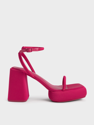 Charles & Keith Lucile Satin Platform Sandals In Red