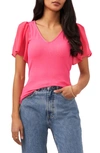 1.state Flutter Sleeve Rib Knit T-shirt In Berry Pink