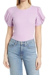1.state Puff Sleeve Rib Knit T-shirt In Violet Tulle