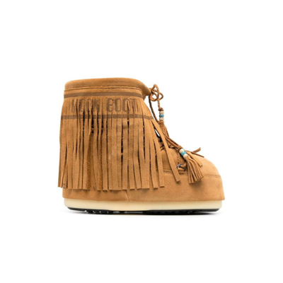 Alanui X Moonboot Icon Low Fringed Snow Boots In Brown