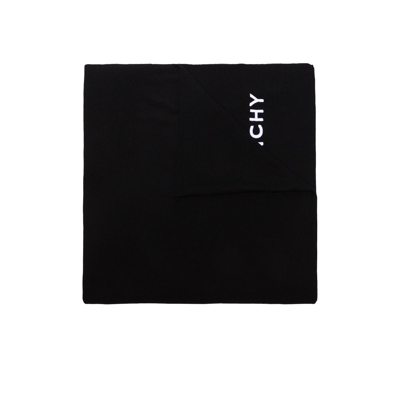 Givenchy (vip) Black Embroidered Logo Wool Scarf
